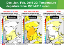 December to February temperatures